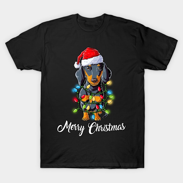 Matching Christmas Gifts Dachshund Dog Light Merry Christmas Tshirt T-Shirt by US GIFT